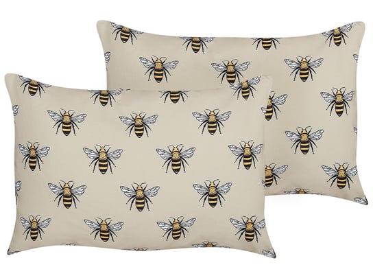 2 poduszki ogrodowe w pszczoły 40 x 60 cm beżowe CANNETO Beliani