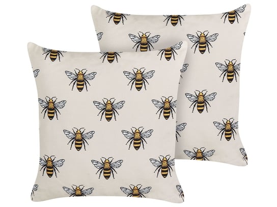 2 poduszki ogrodowe w pszczoły 45 x 45 cm beżowe CANNETO Beliani