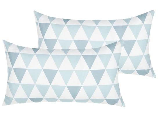 2 poduszki ogrodowe w trójkąty 40 x 70 cm niebiesko-białe TRIFOS Beliani