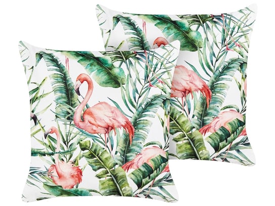 2 poduszki ogrodowe we flamingi 45 x 45 cm wielokolorowe ELLERA Beliani