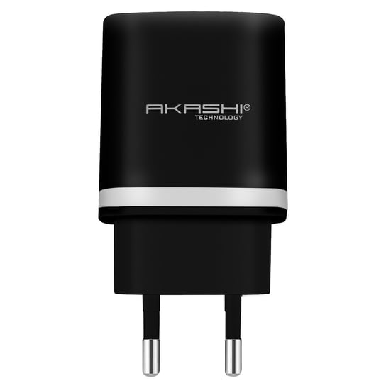 2-portowa ładowarka sieciowa USB 2.1A Kabel USB typu C o długości 1 m — czarny Akashi Akashi