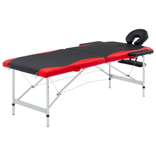 2-strefowy, składany stół do masażu, aluminium, czarno-czerwony vidaXL