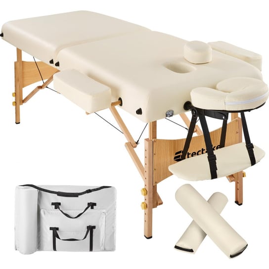 2-strefowy stół do masażu z wyściółką 7,5 cm i drewnianą ramą beżowy Tectake Inna marka