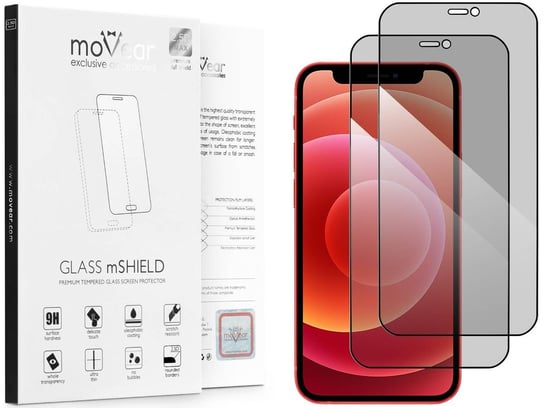 2 szt. moVear 2.5D MAX privacy - Prywatyzujące szkło hartowane do Apple iPhone 12 Mini (5.4") na Cały Ekran antySpy, do etui, fullGlue, 9H moVear