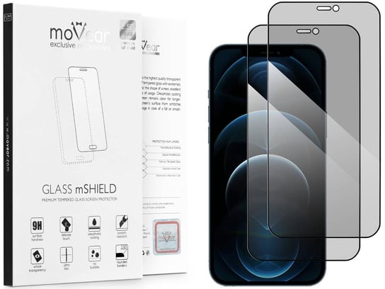 2 szt. moVear 2.5D MAX privacy - Prywatyzujące szkło hartowane do Apple iPhone 12 Pro Max (6.7") na Cały Ekran antySpy, do etui, fullGlue, 9H moVear