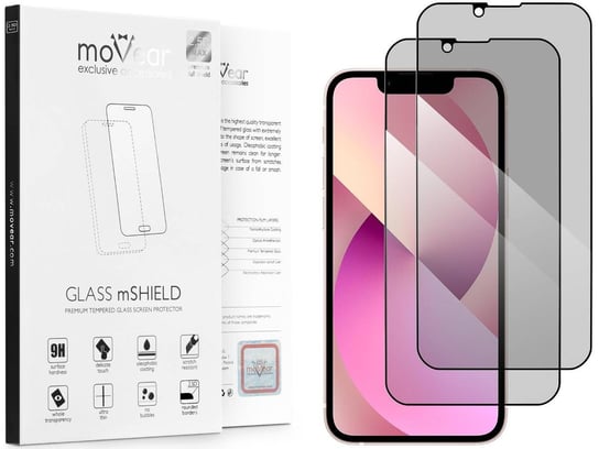 2 szt. moVear 2.5D MAX privacy - Prywatyzujące szkło hartowane do Apple iPhone 13 Mini (5.4") na Cały Ekran antySpy, do etui, fullGlue, 9H moVear