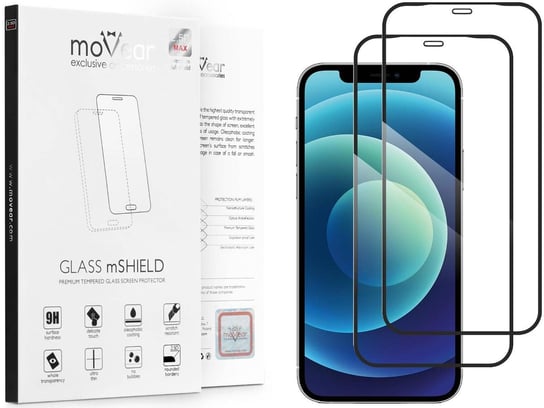 2 szt. moVear 2.5D MAX - Szkło hartowane do Apple iPhone 12 Pro / 12 (6.1") na Cały Ekran Do Etui, fullGlue, 9H moVear