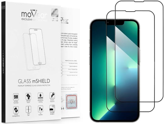 2 szt. moVear 2.5D MAX - Szkło hartowane do Apple iPhone 13 Pro / 13 (6.1") na Cały Ekran Do Etui, fullGlue, 9H moVear