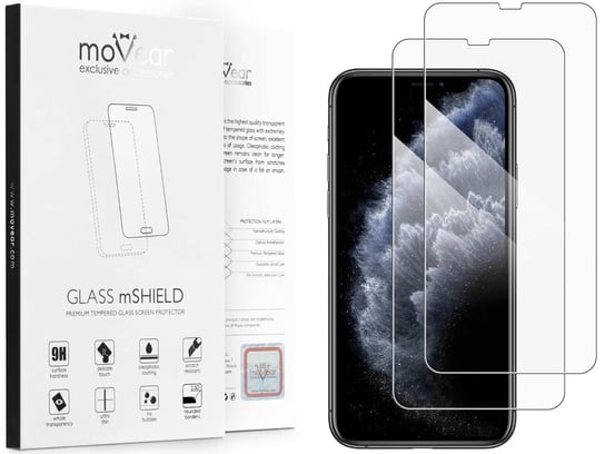 2 szt. moVear 2.5D - Szkło hartowane do Apple iPhone 11 Pro / Xs / X (5.8") Do Etui, fullGlue, 9H moVear