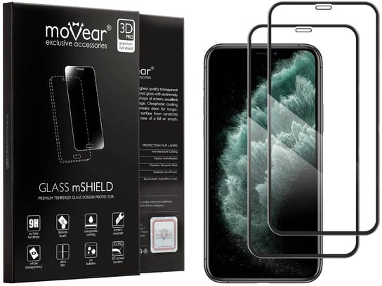 2 szt. moVear 3D PRO-E - Szkło hartowane do Apple iPhone 11 Pro / Xs / X (5.8") na Cały Ekran Do Etui, fullGlue, 9H moVear