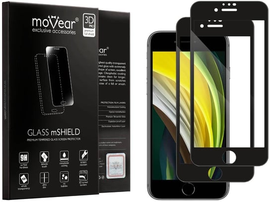 2 szt. moVear 3D PRO-E - Szkło hartowane do Apple iPhone SE (2022 / 2020) / 8 / 7 (4.7") na Cały Ekran Do Etui, fullGlue, 9H moVear
