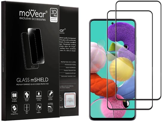 2 szt. moVear 3D PRO-E - Szkło hartowane do Samsung Galaxy A51 (6.5") na Cały Ekran Do Etui, fullGlue, 9H moVear