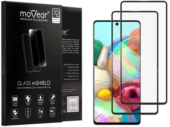 2 szt. moVear 3D PRO-E - Szkło hartowane do Samsung Galaxy A71 (6.7") na Cały Ekran Do Etui, fullGlue, 9H moVear