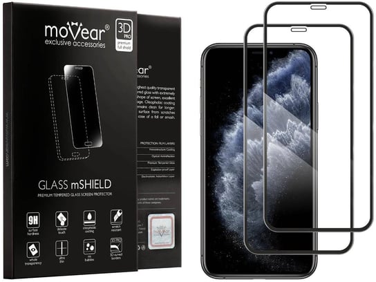 2 szt. moVear 3D PRO - Szkło hartowane do Apple iPhone 11 Pro / Xs / X (5.8") na Cały Ekran Premium, fullGlue, 9H moVear