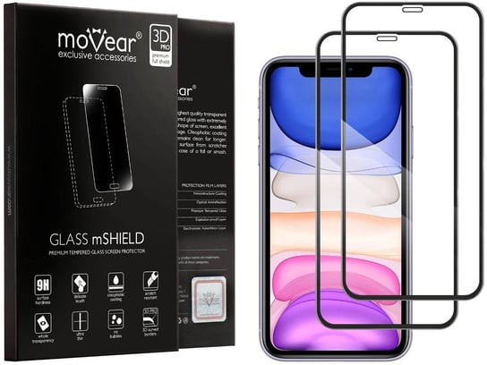 2 szt. moVear 3D PRO - Szkło hartowane do Apple iPhone 11 / Xr (6.1") na Cały Ekran Premium, fullGlue, 9H moVear