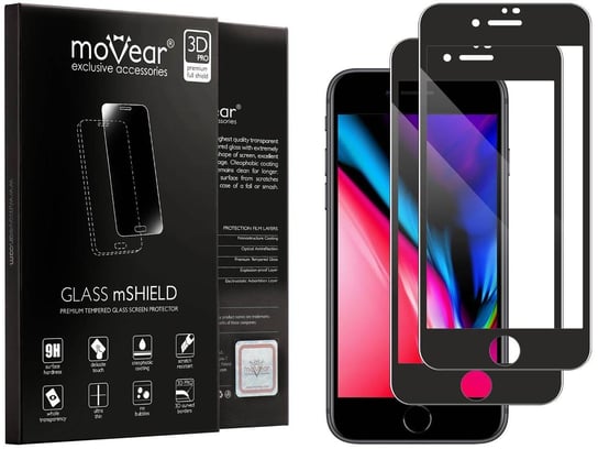 2 szt. moVear 3D PRO - Szkło hartowane do Apple iPhone 8 / 7 (4.7") na Cały Ekran Premium, fullGlue, 9H moVear