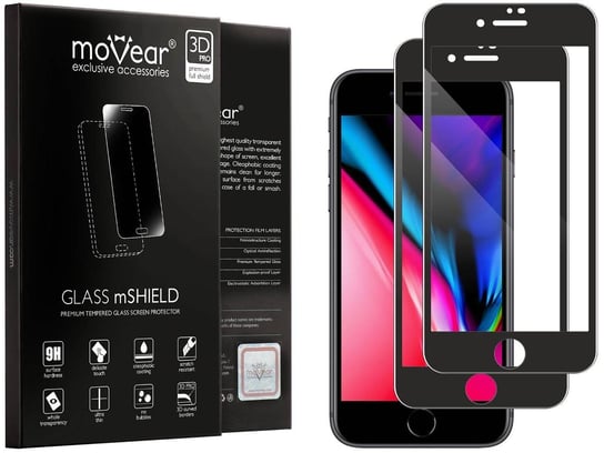 2 szt. moVear 3D PRO - Szkło hartowane do Apple iPhone 8 Plus / 7 Plus (5.5") na Cały Ekran Premium, fullGlue, 9H moVear