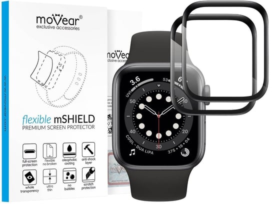 2 szt. moVear flexible 3D PRO - Pancerne szkło hybrydowe do Apple Watch 3/2/1 (38mm) (1.5") na Cały Ekran Premium, fullGlue, 8H+ moVear