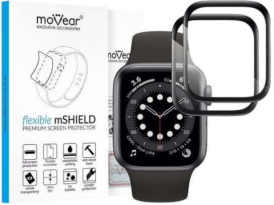 2 szt. moVear flexible 3D PRO - Pancerne szkło hybrydowe do Apple Watch 6/5/4/SE (40mm) (1.57") na Cały Ekran Premium, fullGlue, 8H+ moVear