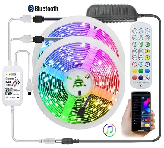 2*Taśma Smart Led 5050 Rgb 2*5M/12V Kontroler Muzyki Bluetooth ABC