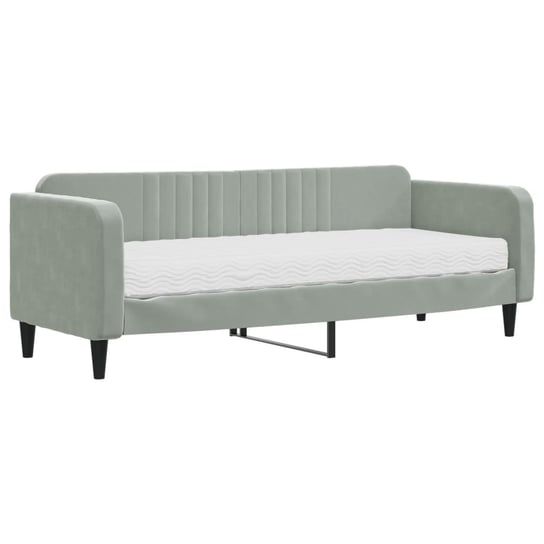 2-w-1 Sofa-łóżko z materacem, aksamit, jasnoszary, Inna marka