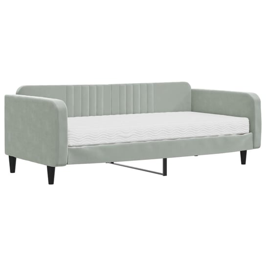 2-w-1 Sofa-łóżko z materacem, aksamit, jasnoszary, Zakito