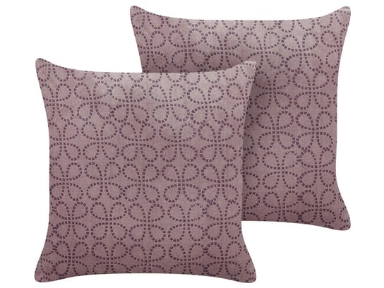2 welurowe poduszki dekoracyjne wzór geometryczny 45 x 45 cm różowe LARKSPUR Beliani