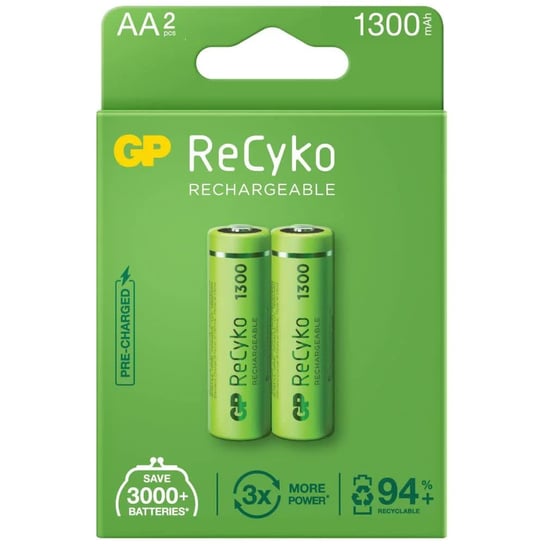 2 X Akumulatorki Aa / R6 Gp Recyko 1300 Series Ni-Mh 1300Mah GP Batteries