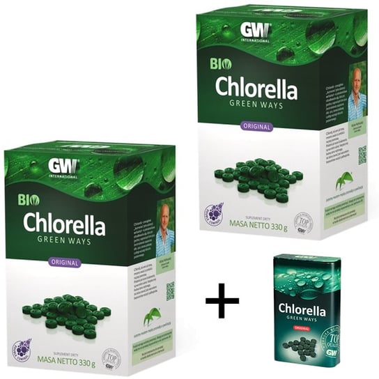 2 X Bio Chlorella Green Ways 330 G (1320 Tabletek) + Pudełko Podróżne Green Ways