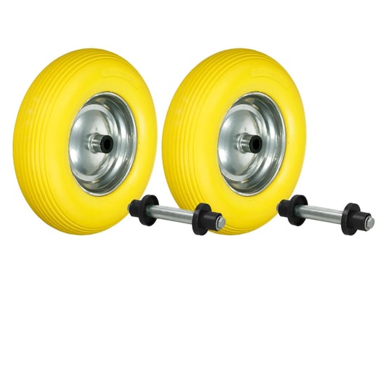 2 x koło do taczki 4.80 / 4.00-8 z pełnej gumy żółte 390 mm ECD Germany