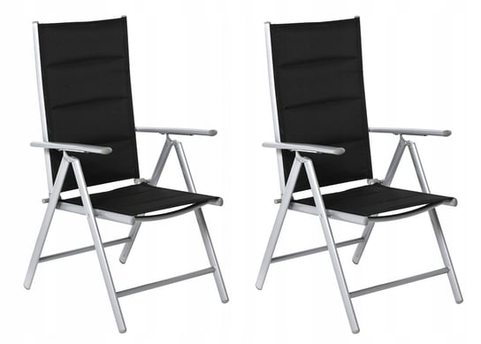2 X Krzesło Ogrodowe Regulowane Aluminium Tekstylina Czarne OTE Design