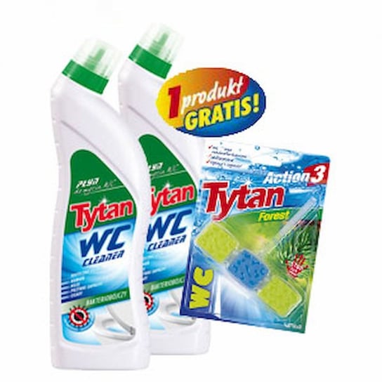 2 x Płyn do mycia WC Tytan max zielony 1,2kg + kostka Action3 Forest TYTAN