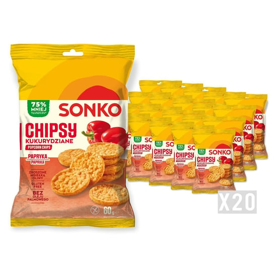 20x SONKO Chipsy kukurydziane papryka 60g Sonko