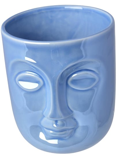211333-16 doniczka ceramiczna twarz błękitna perłowa mała 113,5x13,5x16,5 cm Ewax