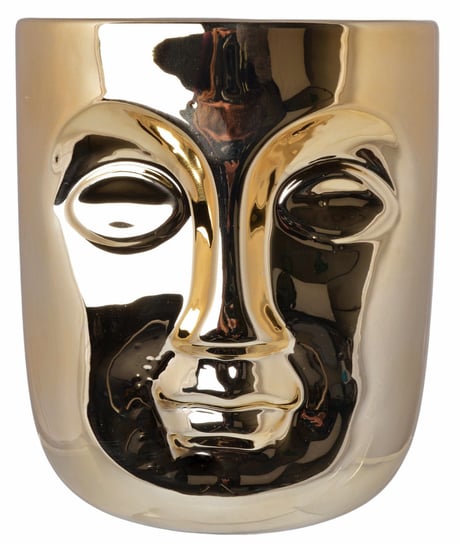 211333-18 doniczka ceramiczna twarz złota średnia 15x15x18 cm Ewax