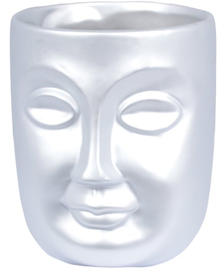 211333-22 doniczka twarz srebrna matowa duża 18x18x22 cm Ewax