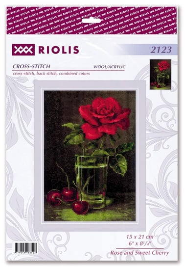 2123 Róża i Słodka Wiśnia Zestaw do haftu krzyżykowego 15x21 cm RIOLIS