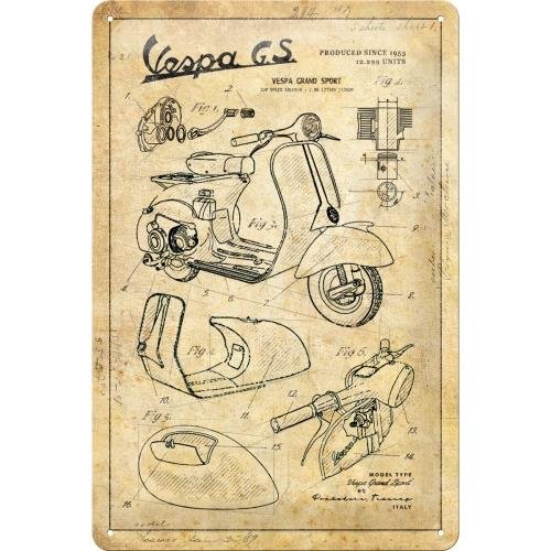 22312 Plakat 20x30 Vespa-Parts Sketc Nostalgic-Art Merchandising