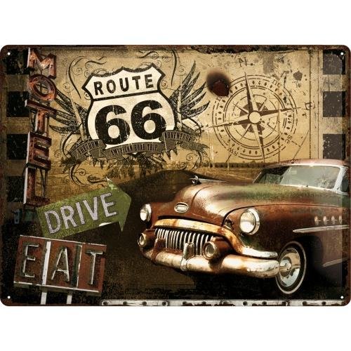 23147 Plakat 30 x 40cm Route 66 Road Tri Nostalgic-Art Merchandising