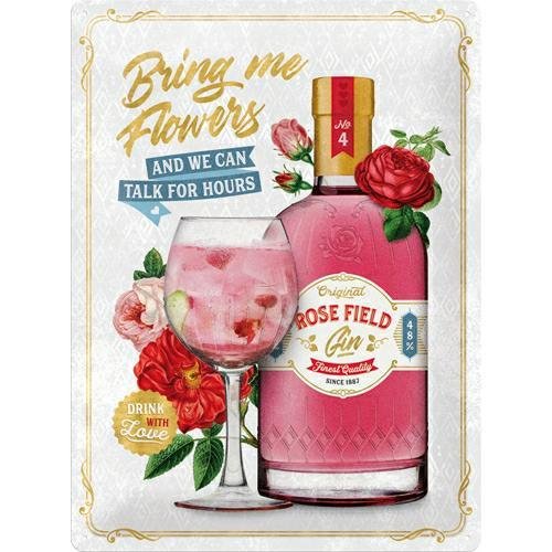 23286 Plakat 30x40cm Pink Gin Flowers Nostalgic-Art Merchandising