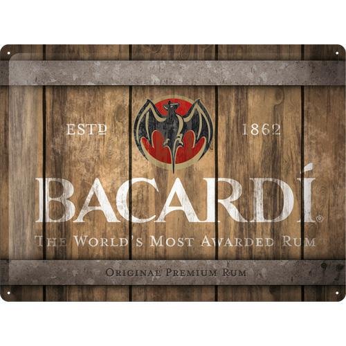 23289 Plakat 30x40 Bacardi Wood Logo Bar Nostalgic-Art Merchandising