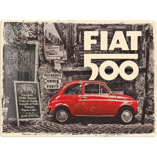 23295 Plakat 30x40 Fiat 500 Red Car Nostalgic-Art Merchandising