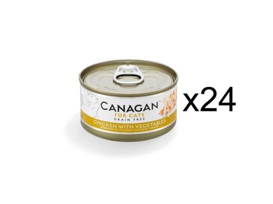 24x KARMA MOKRA DLA KOTA bezzbożowa bez cukru Canagan kurczak warzywa 75g Canagan