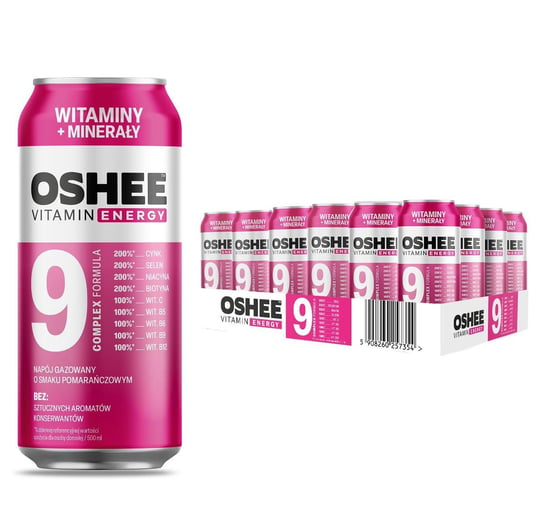 24x OSHEE Vitamin Energy witaminy i minerały pomarańcza 500 ml Oshee