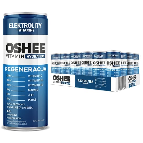 24x OSHEE Vitamin Recovery elektrolity mięta - cytryna 250 ml Oshee