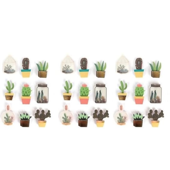 27 naklejek 3D z kaktusami i roślinami 4 cm Youdoit
