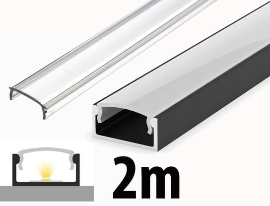 2mb Profil ALUMINIOWY nawierzchniowy typ A P4-1 czarny do taśm led + KLOSZ LED-ONE