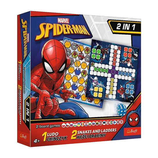2w1 Chińczyk, węże i drabiny, Spiderman rodzinna gra planszowa Trefl 02419 Trefl