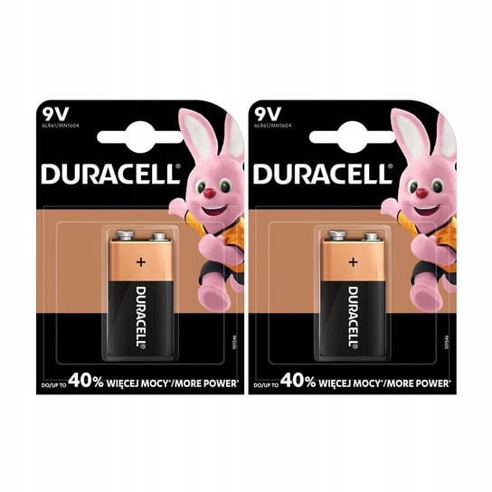 2x Bateria alkaiczna Duracell 9V 6LR61 6F22 MN1604 Duralock 600 mAh Duracell