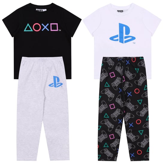 2x Biało-czarna, chłopięca piżama Playstation, OEKO-TEX 7-8lat 128 cm sarcia.eu